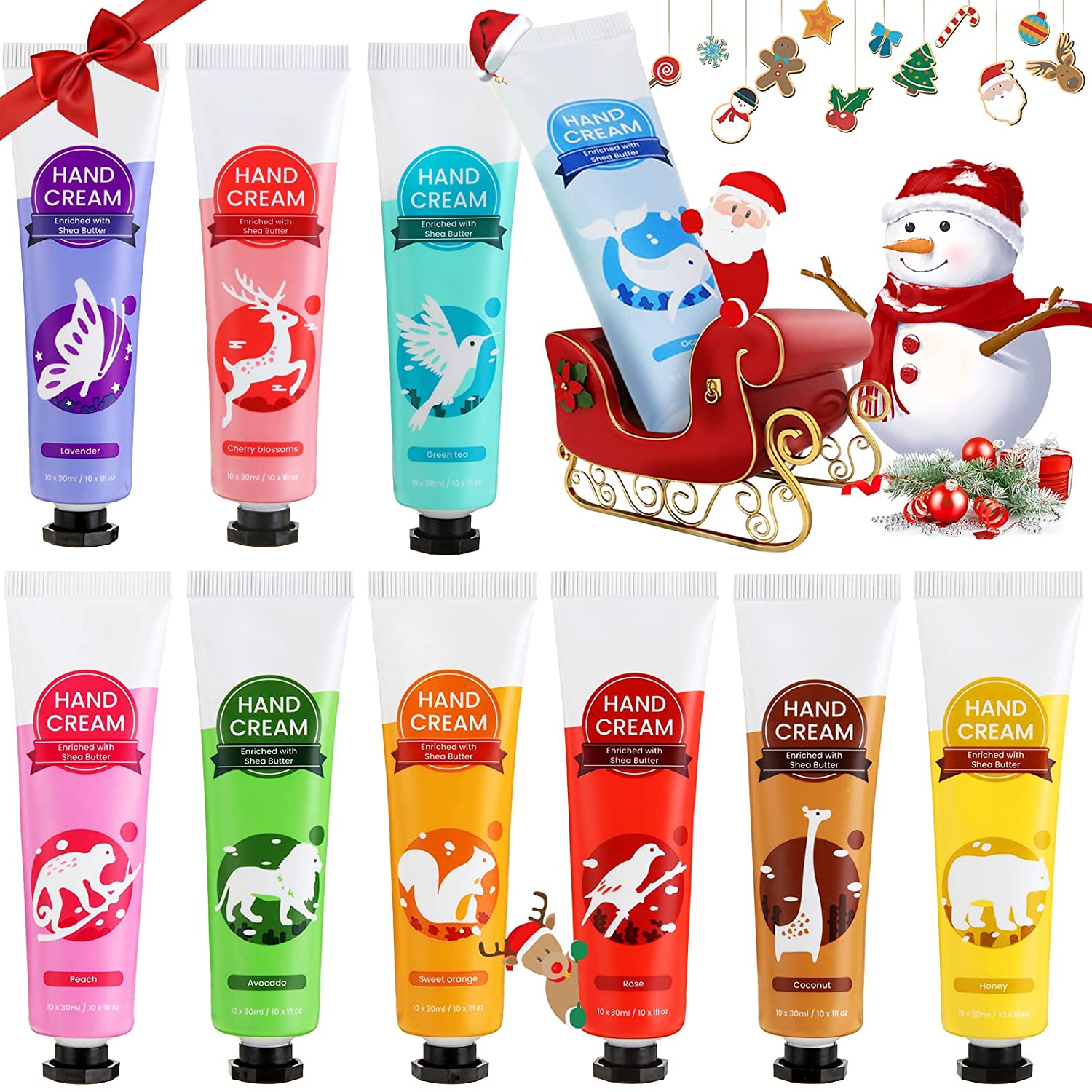 Generic 10 Pcs Handcreme Set, Handcreme Kit mit Pflanzen & Fruchtduft, Hand-/Fuß-/Körperpflege, Geburtstag und Weihnachten Geschenk für Freunde/Familie/Liebhaber/Lehrer