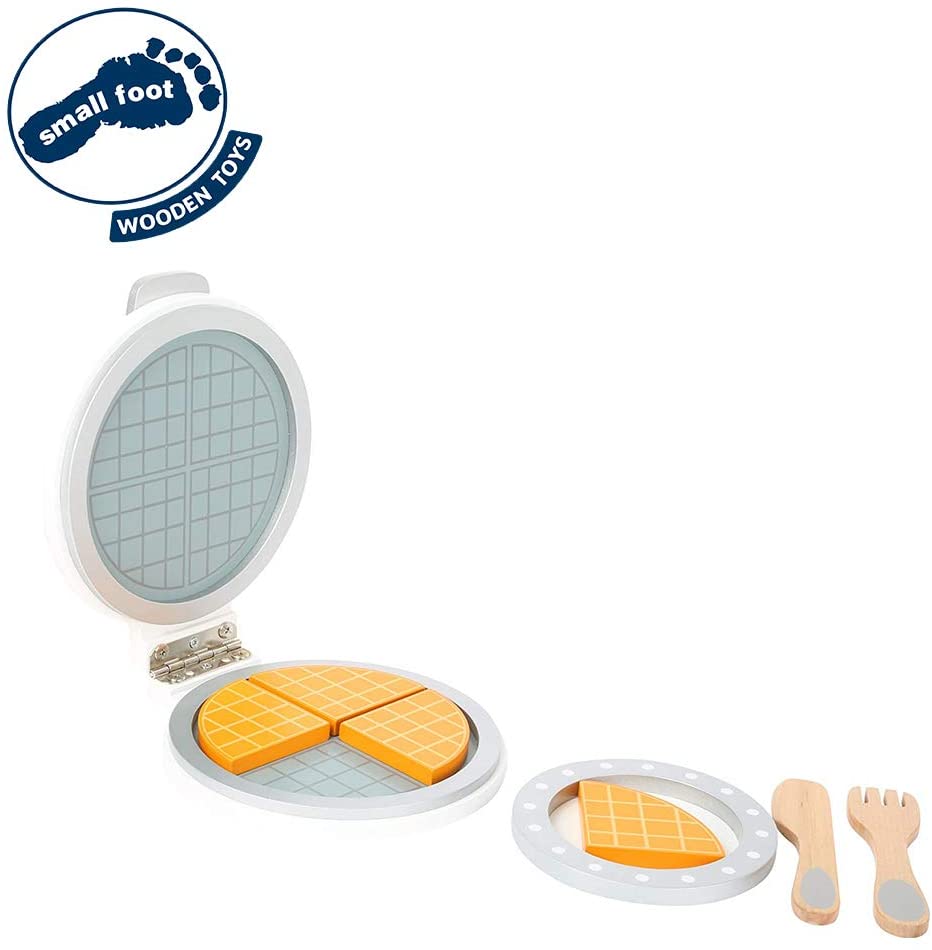 Small Foot 10592 Waffle Iron Wooden With Space For Four Pieces Including Tr