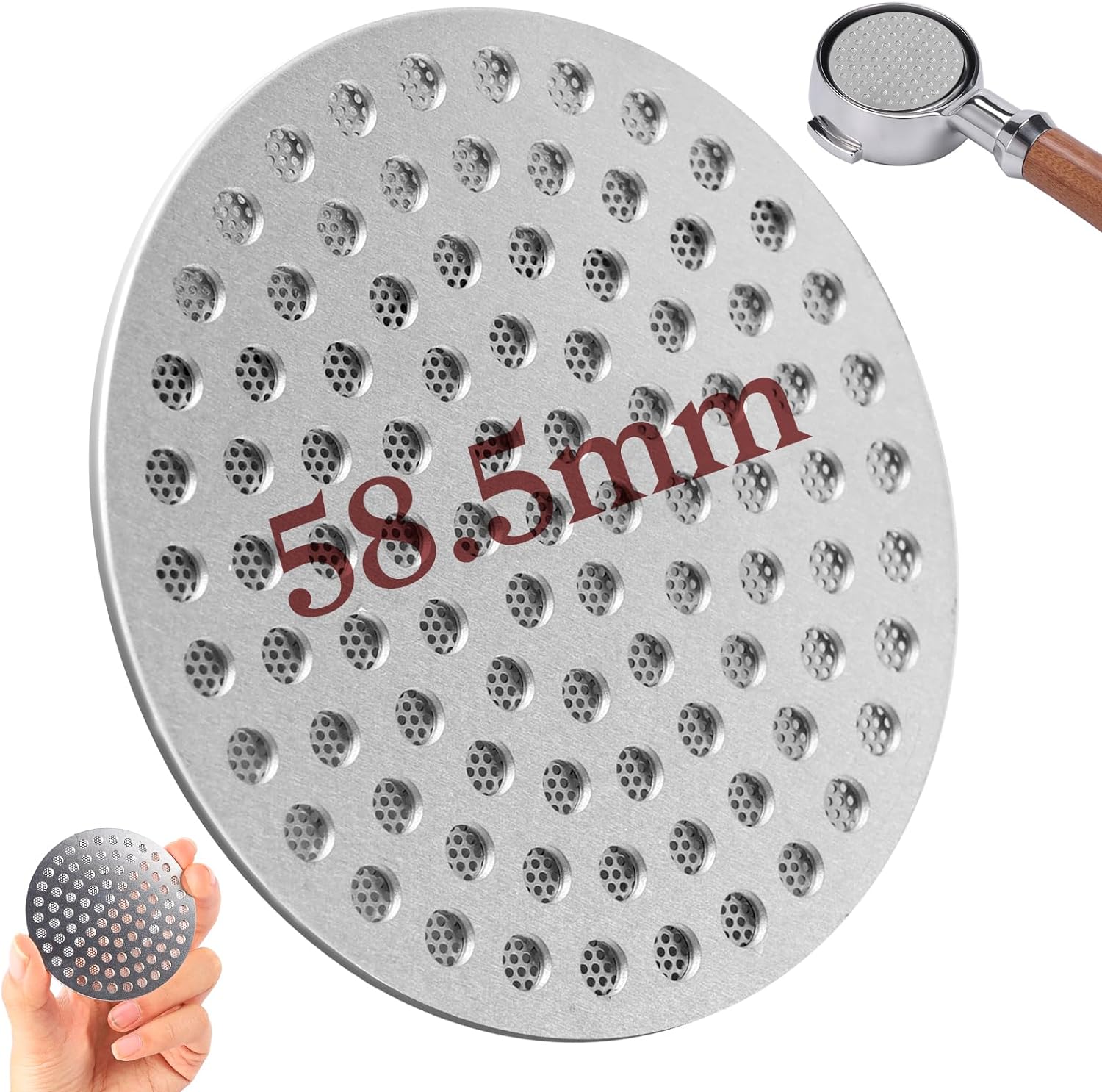 EclipSeguard Puck Screen, Espresso Strainer for Portatilter, 304 Stainless Steel Coffee Puck Filter Strainer, 1.7 mm Thick, Reusable Portafilter, Coffee Portatilter Lower Shower Strainer, Silver (58.5