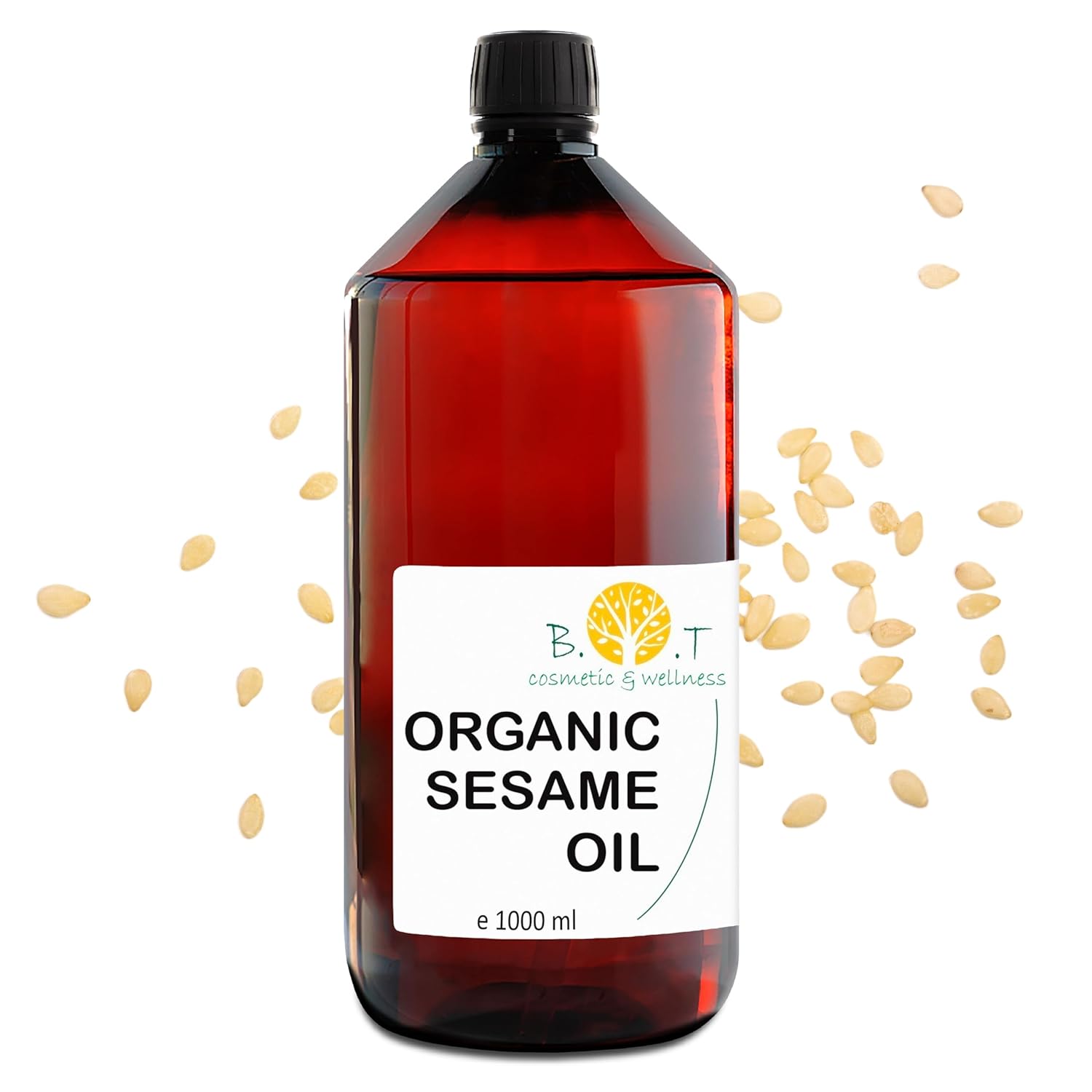 B.O.T cosmetic & wellness - Organic Sesame Oil 100% Natural & Cold Pressed | Skin, Hair & Massage Care | Anti-Ageing & Moisturiser | DIY Cosmetics 1000 ml