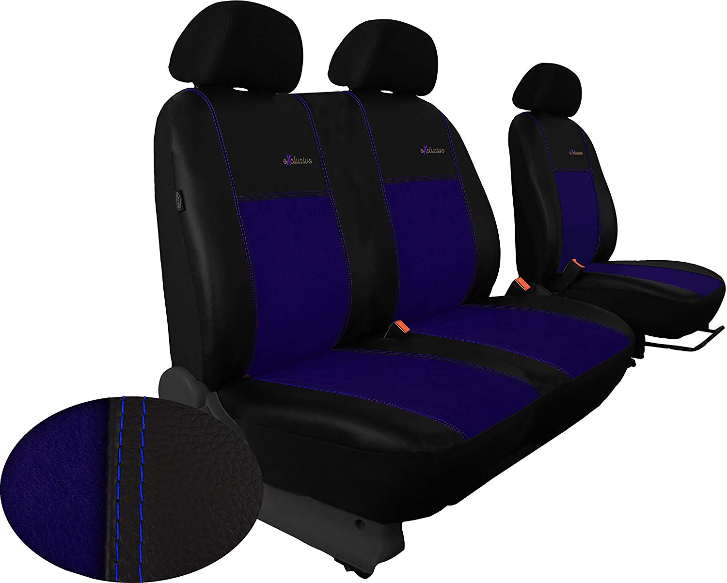 Car seat covers 1 + 2 Alcantara Exclusive Suitable for Ford Tourneo Custom Blue in this listing (Other sizes Available in 5 FARBE5911990009391 N). Seat Cover Driver Seat and Double Passenger Seat Bench Headrest III