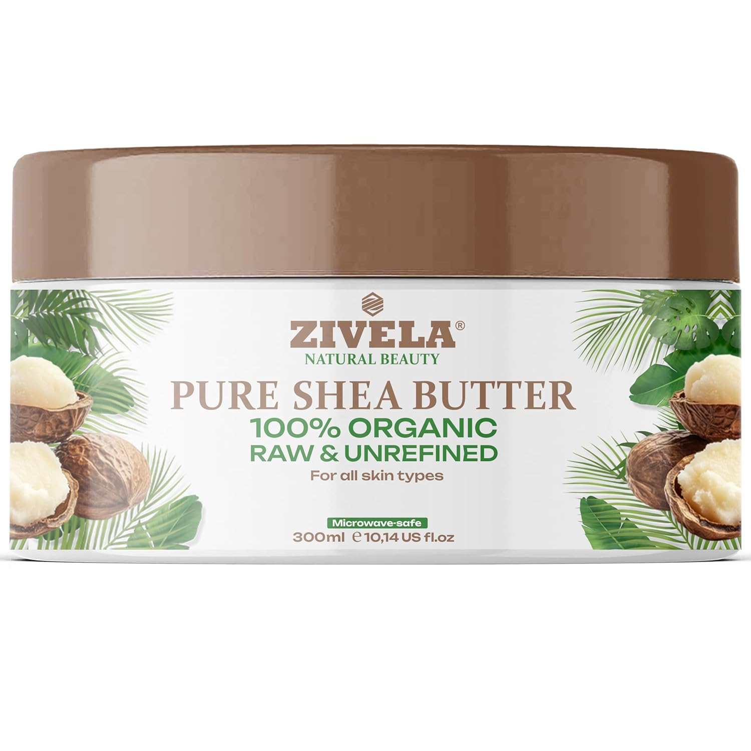 Zivela Organic Shea Butter, Unrefined, 100% Pure, Vegan, Natural Body Care with Shea Butter, Moisturizing and Replenishing, Smooth Shea Nut Body Butter for All Skin Types (300ml)