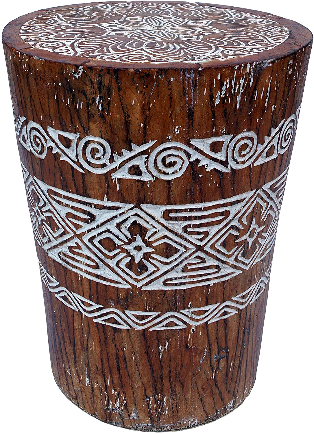 Ornate Coco Wood Stem / Seat Stool Furniture