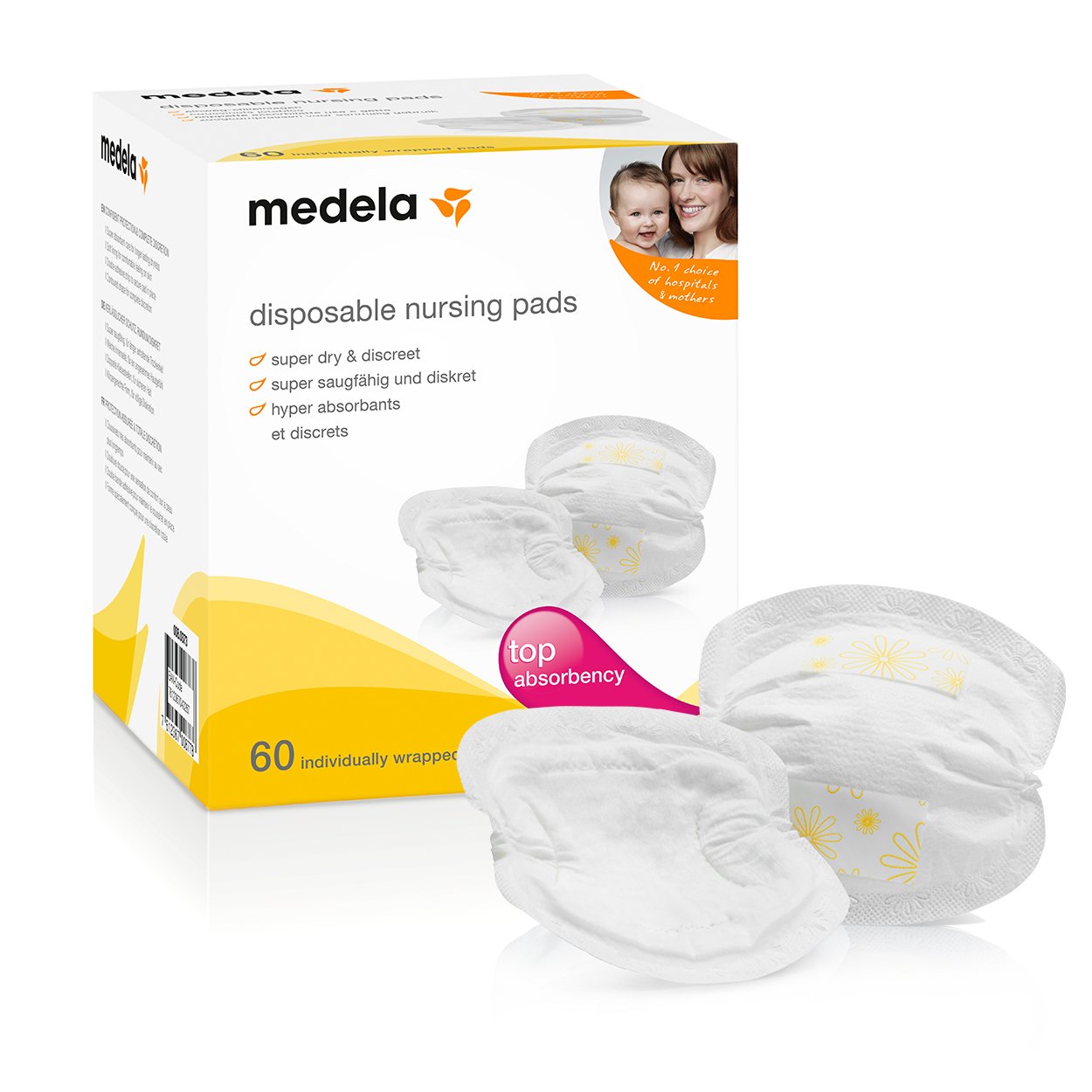 Medela Disposable Nursing Pads, Silky-Smooth and Super Absorbent White