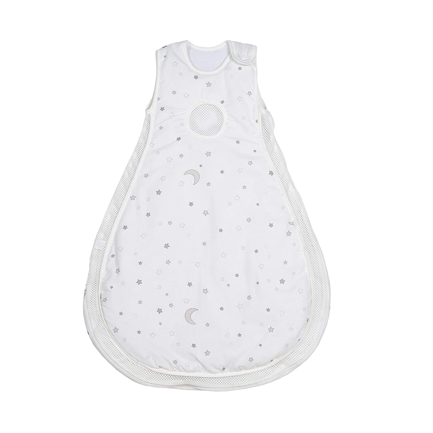 Roba safe asleep Easy Air Baby Sleeping Bag \"Star Magic\" Size 62/68 cm, 100% Cotton, Woven, Printed, Soft Filling 100% Polyester, Mesh Inserts, Air Balance System