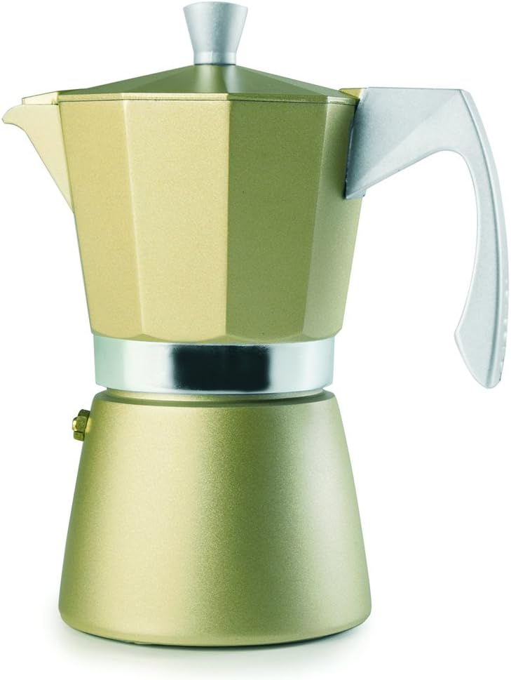Ibili - Express coffee maker EVVA Golden, 6 cups, 300 ml, die -cast aluminum, suitable for induction stoves