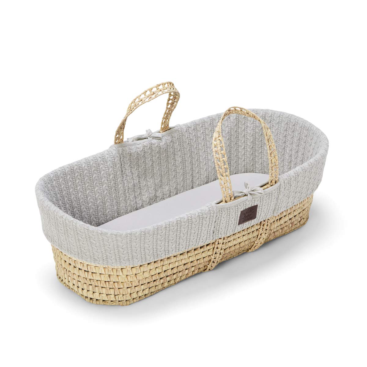 The Little Green Sheep Moses Basket with Mattress, Moses Basket - Made of Natural Materials, Hypoallergenic and Chemical Free, Linen (0-3 Months)