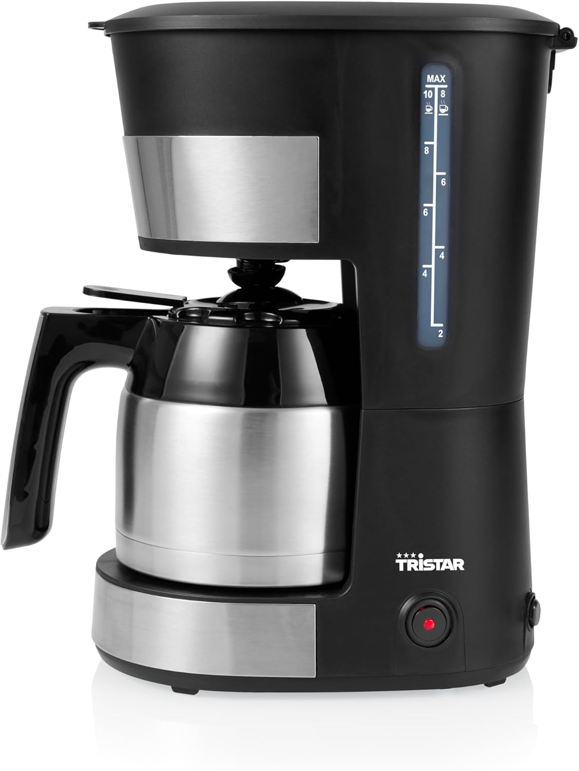 Tristar CM-1283 Stainless Steel Coffee Machine, 8-10 Cups, 900 W, Vacuum Jug, Warming Function, Anti-Drip System, Removable Filter, Water Level Indicator, BPA-Free, Automatic Shut-Off,