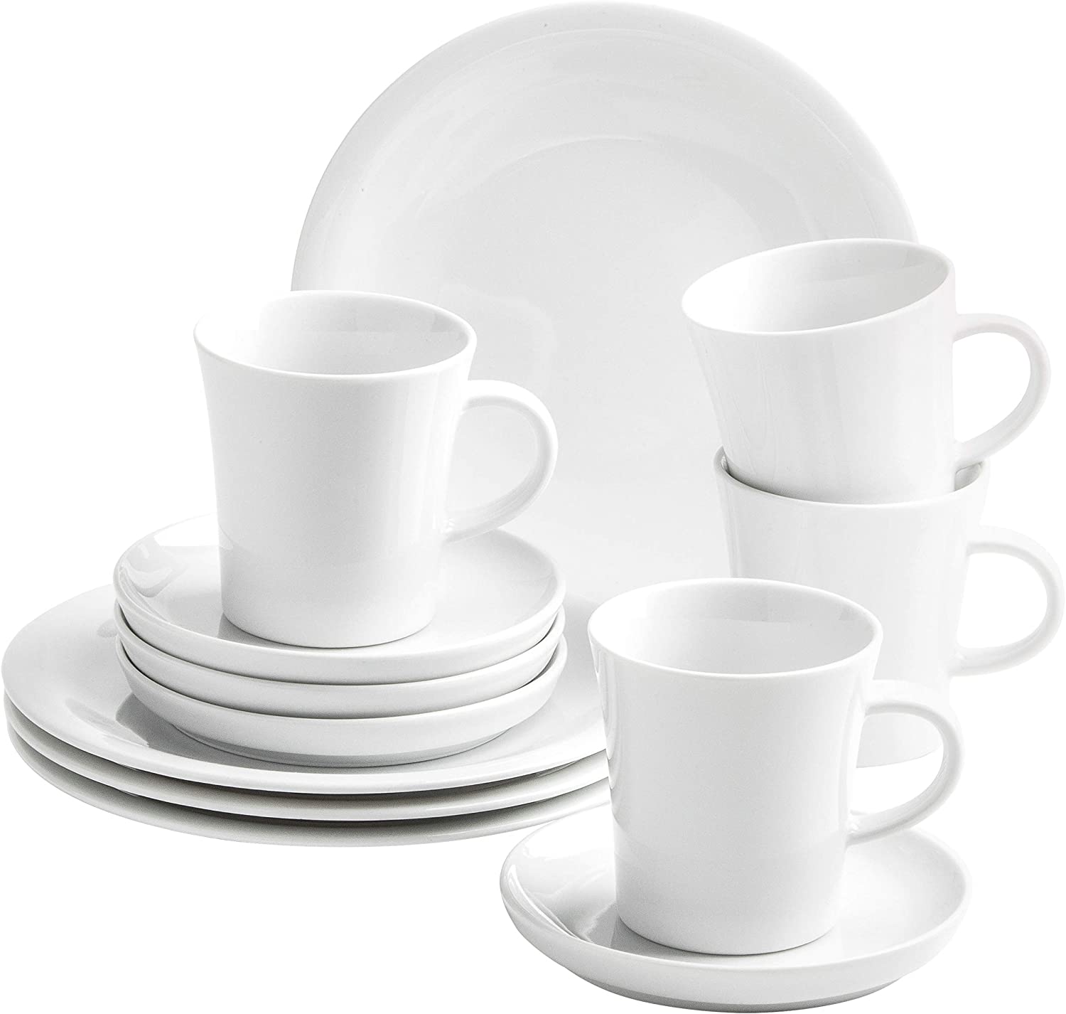 Kahla Update 32F256A90032C Breakfast Set for 4 People Round Coffee Service 12-Piece Cups Coffee Mug Breakfast Plate White Coffee Set Modern Mug
