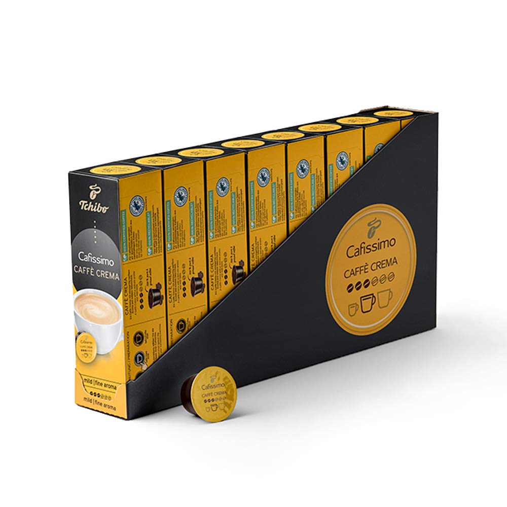 Tchibo Cafissimo storage box Caffè Crema mild coffee capsules– 80 pieces - 8x 10 capsules (coffee, mild with a gentle aroma), sustainably & fairly traded