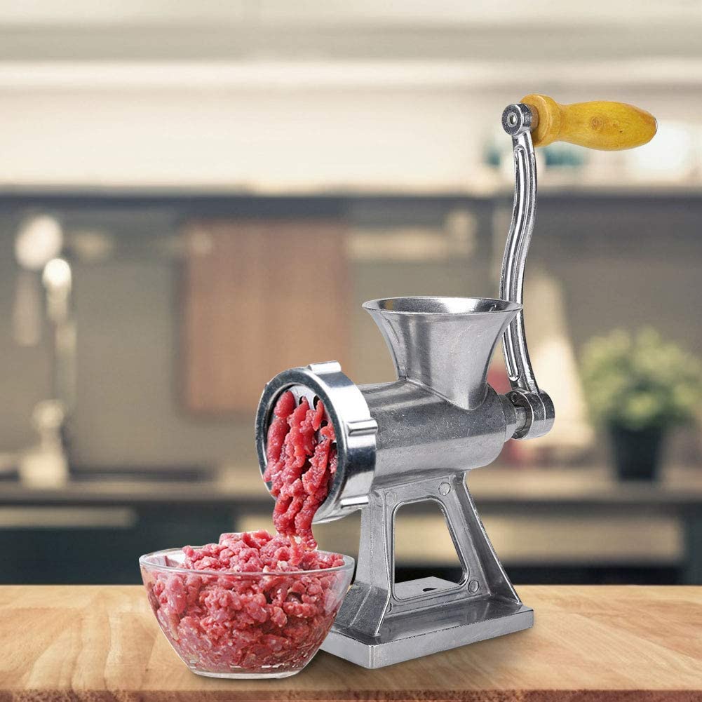 Meat Mincer, Manual Sausage Filling Machine, Delaman Manual Meat Grinder Sausage Filling Mould Set, Hand Crank Meat Vegetable Grinding Machine for Home Kitchen (15.5 cm)