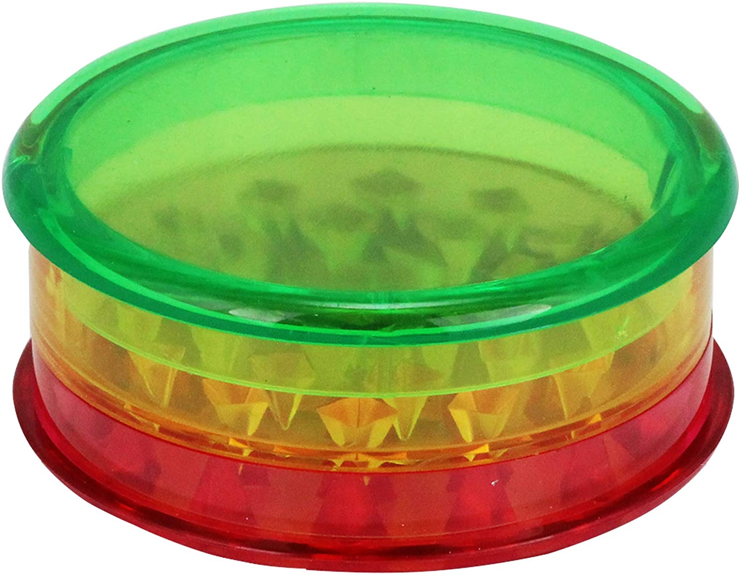 Spliff Plastic Grinder 60 mm for Tobacco and Herb 3 Parts Including Storage Choose Your Favourite Colour (Rasta)