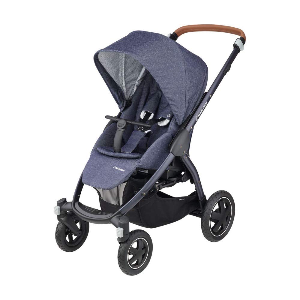 Maxi-Cosi Stella pushchair, with extra large sun canopy and outdoor tyres, including practical play bar, extremely manoeuvrable, usable from approx. 6 months to approx. 3.5 years, sparkling blue