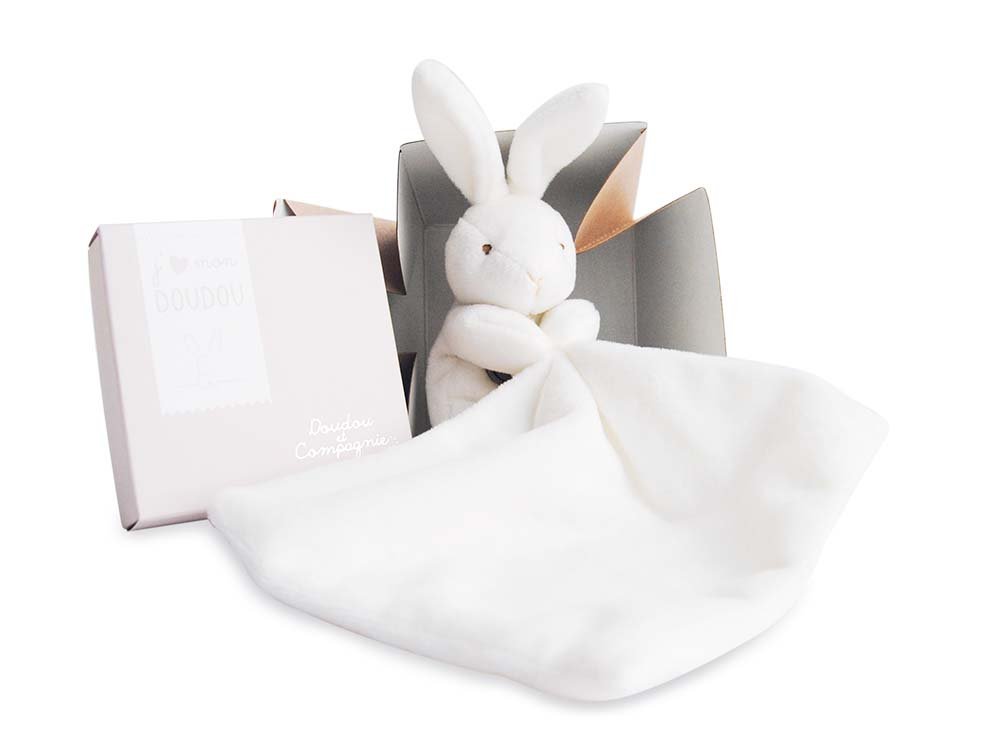 Doudou Et Compagnie 303 Soft Toy Rabbit With Handkerchief In Gift Box