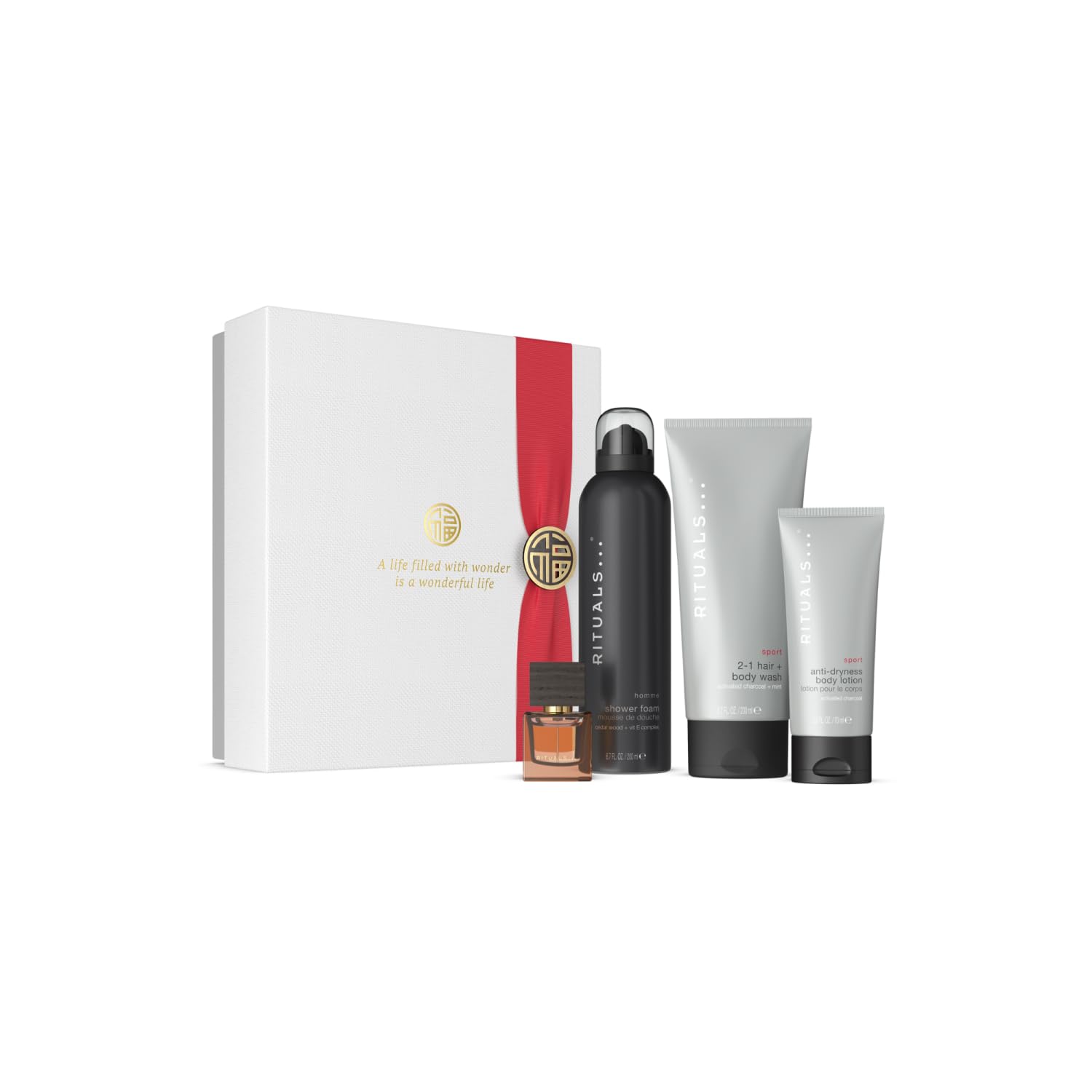 RITUALS Homme Gift Box M - Gift Set for Men with 4 Personal Care Products with Bamboo, Mint and Cedar Wood - Invigorating Properties