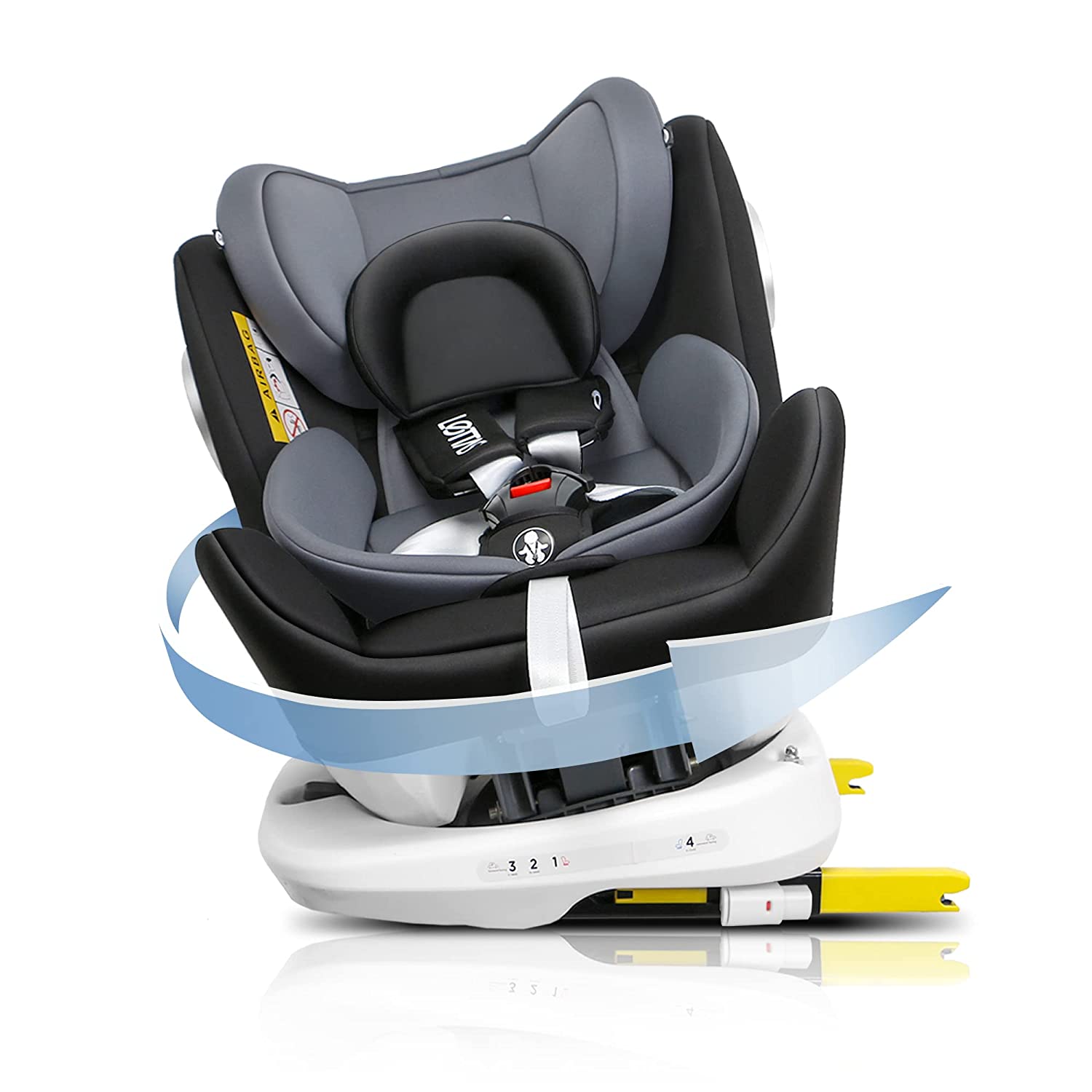 LETTAS Child Seat 360° Rotatable Child Car Seat with Isofix from Birth to 12 Years, 0-36 kg, Group 0+/1/2/3
