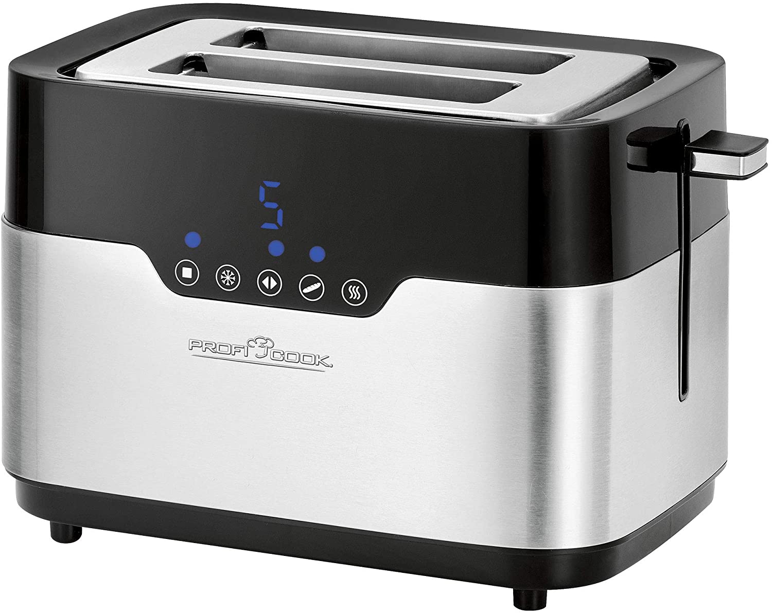 Profi Cook Toaster PC-TA 1170, Sensor Touch, Bun Attachment, Crumb Drawer, Centre Function, 7 Browning Levels, Stainless Steel Black