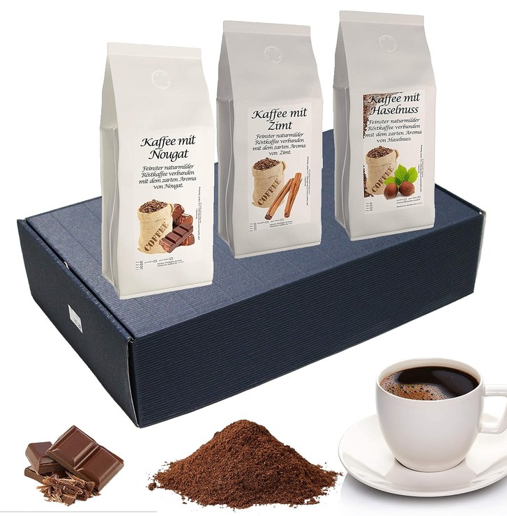 Gift Set Flavored Ground Coffee 3 x 200 g (Nougat, Cinnamon and Hazelnut)