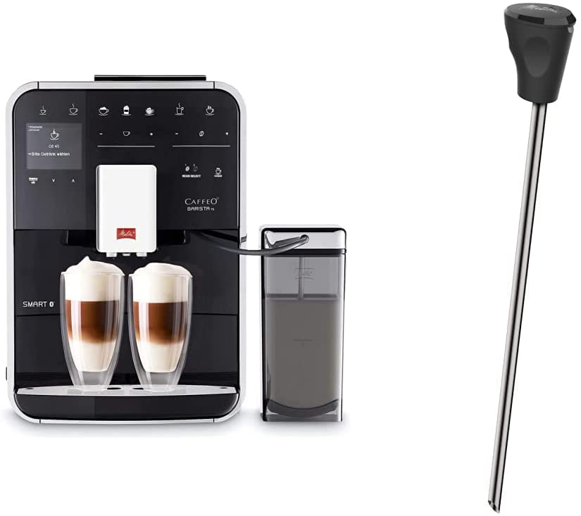 Melitta Caffeo Barista TS Smart F850-102 Fully Automatic Coffee Machine With Milk Container, smartphone Control with Connect App, One Touch Function, Black + Milk Lance for Fully Automatic Coffee Machines, Stainless Steel, Black