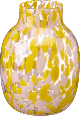 Vase made of speckled glass, yellow/pink (15x10x26 cm), 1 piece