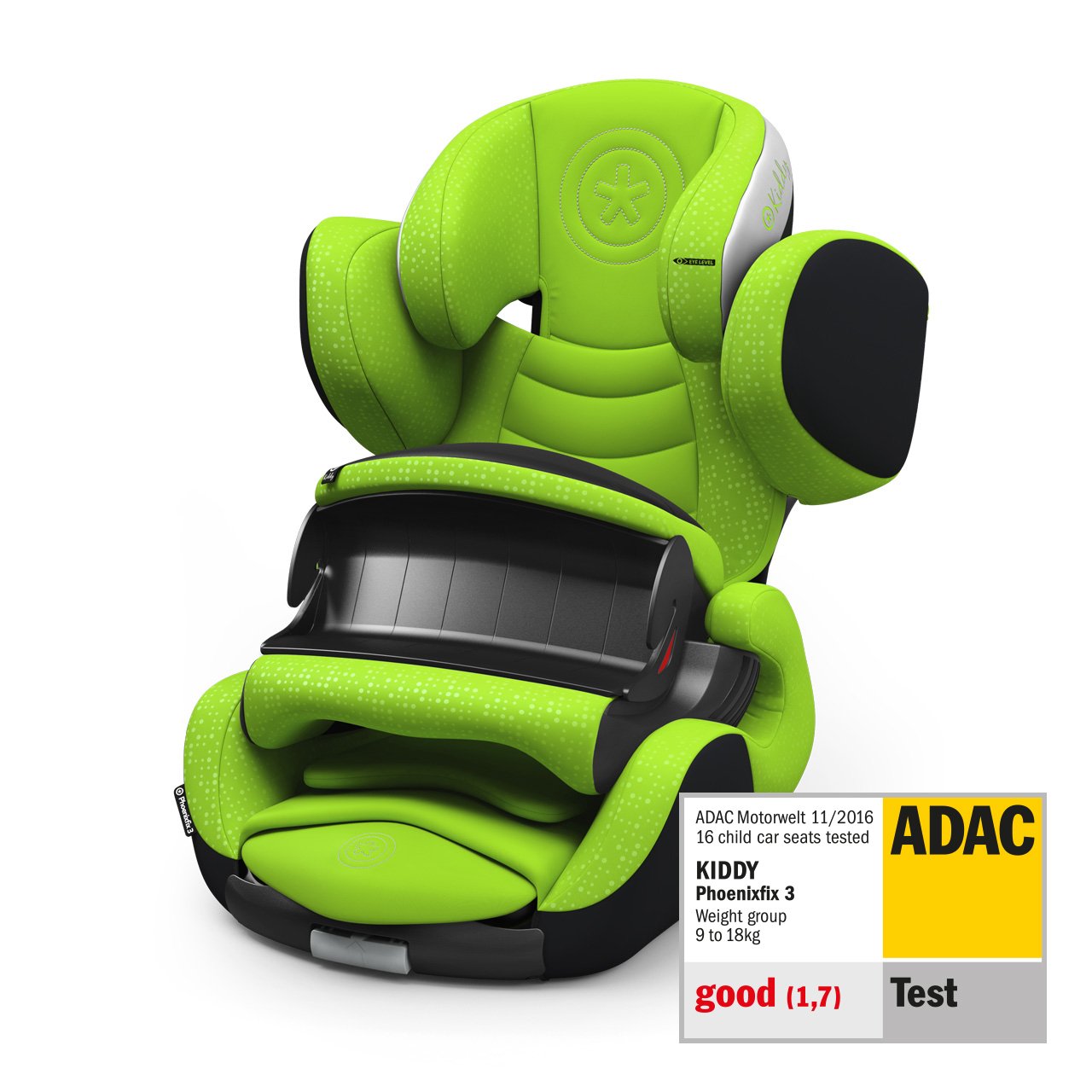 Kiddy Phonenixfix 3 Car Seat Group 1 (approx. 9 years to 4 years) (approx. 9 kg - 18 kg) with Isofix 2019 Collection Lizard Green