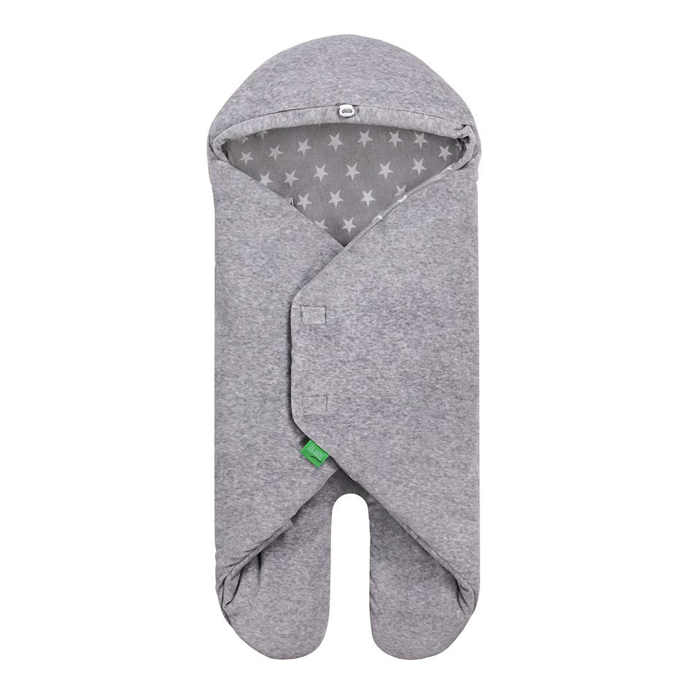 LULANDO BULI Velour Swaddling Blanket for Baby Seat, 90 x 80 cm, Sleeping Bag for Babies, Boys and Girls, Protection for Baby Seat and Child Seat (Grey-White Stars/Grey) (5902659885401)