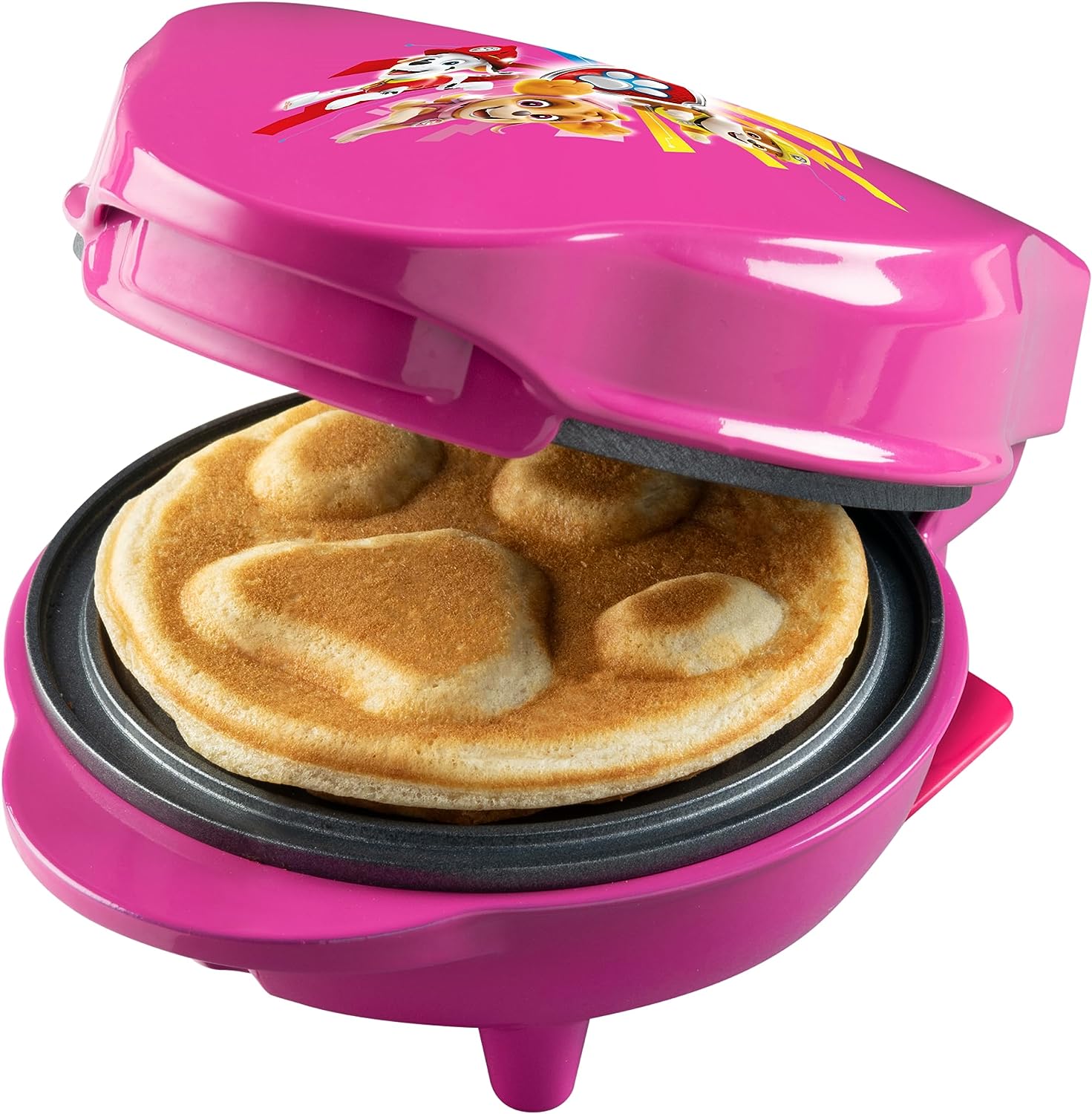 Paw Patrol Waffle Iron, Mini Waffle Iron in Unique Paw Patrol Design, for Children\'s Birthdays, Easter and Christmas, Includes Baking Light, Waffle Size: Diameter 10 cm, Officially Licensed Product, Colour: Pink