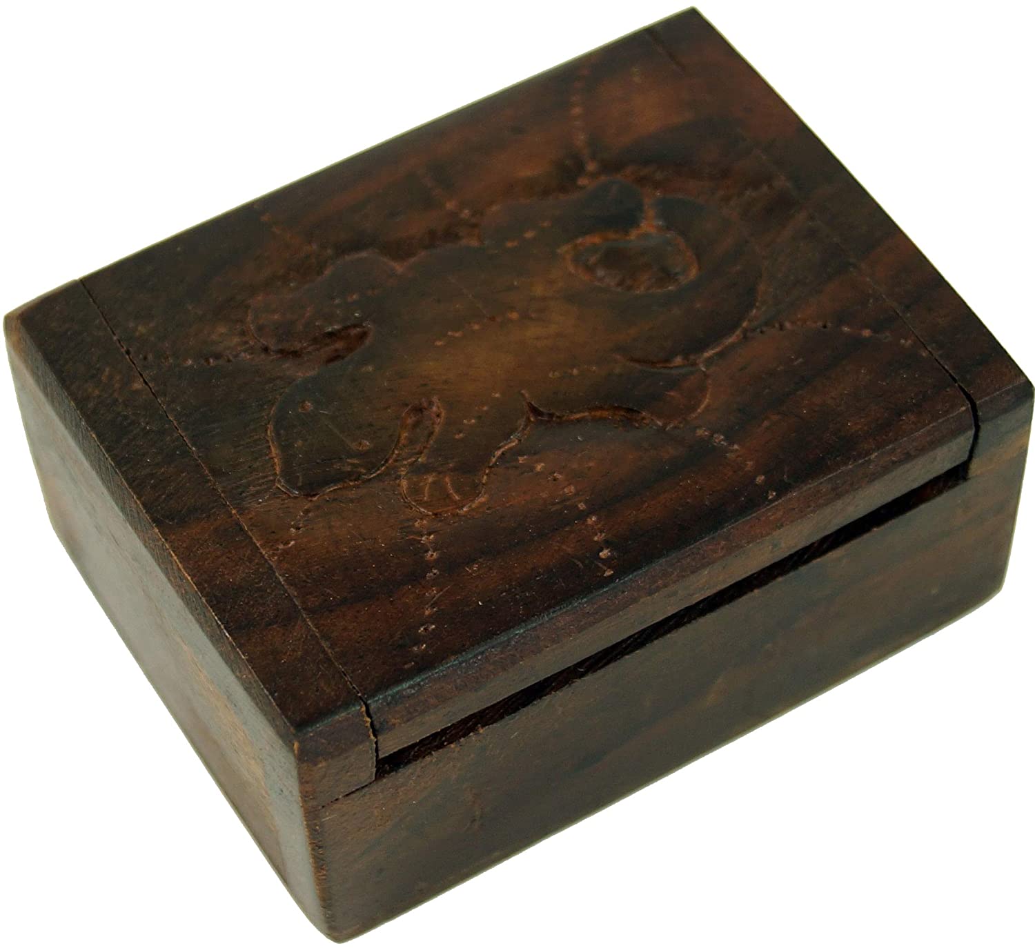 Guru-Shop Carved Wooden Treasure Chest Jewellery Box In 2 Sizes, Tins