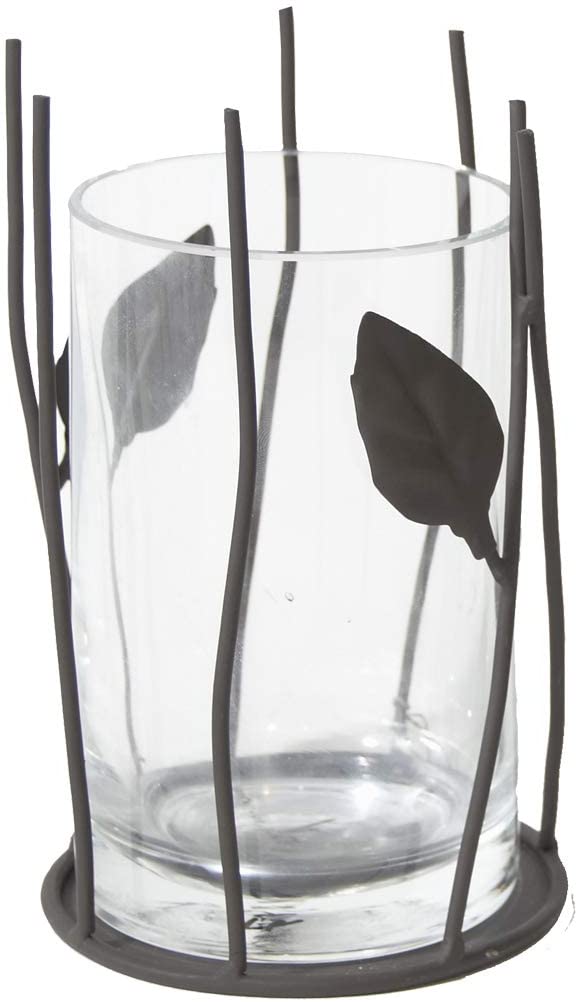 Varia Living Josiane Metal Lantern in Black Lantern in Beautiful Design | Lantern Glass for Garden, Balcony or Patio | Candle Holder Decorative Bathroom | Candle Holder Living Room