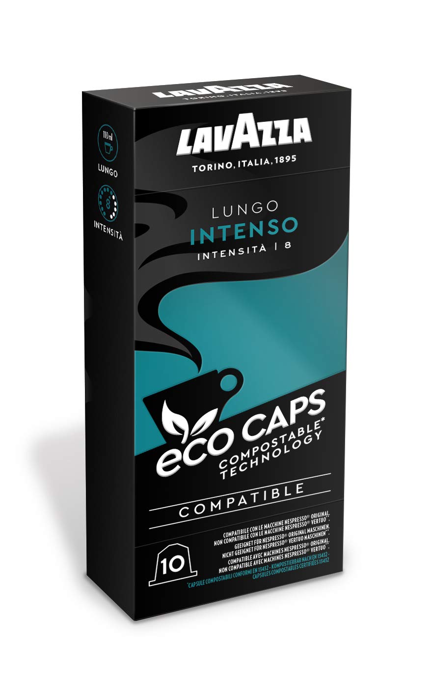 Lavazza Eco Kaffeekapseln - Lungo Intenso - Nespresso kompatibel - 50 Kapseln - 5er Pack (5 x 53g)