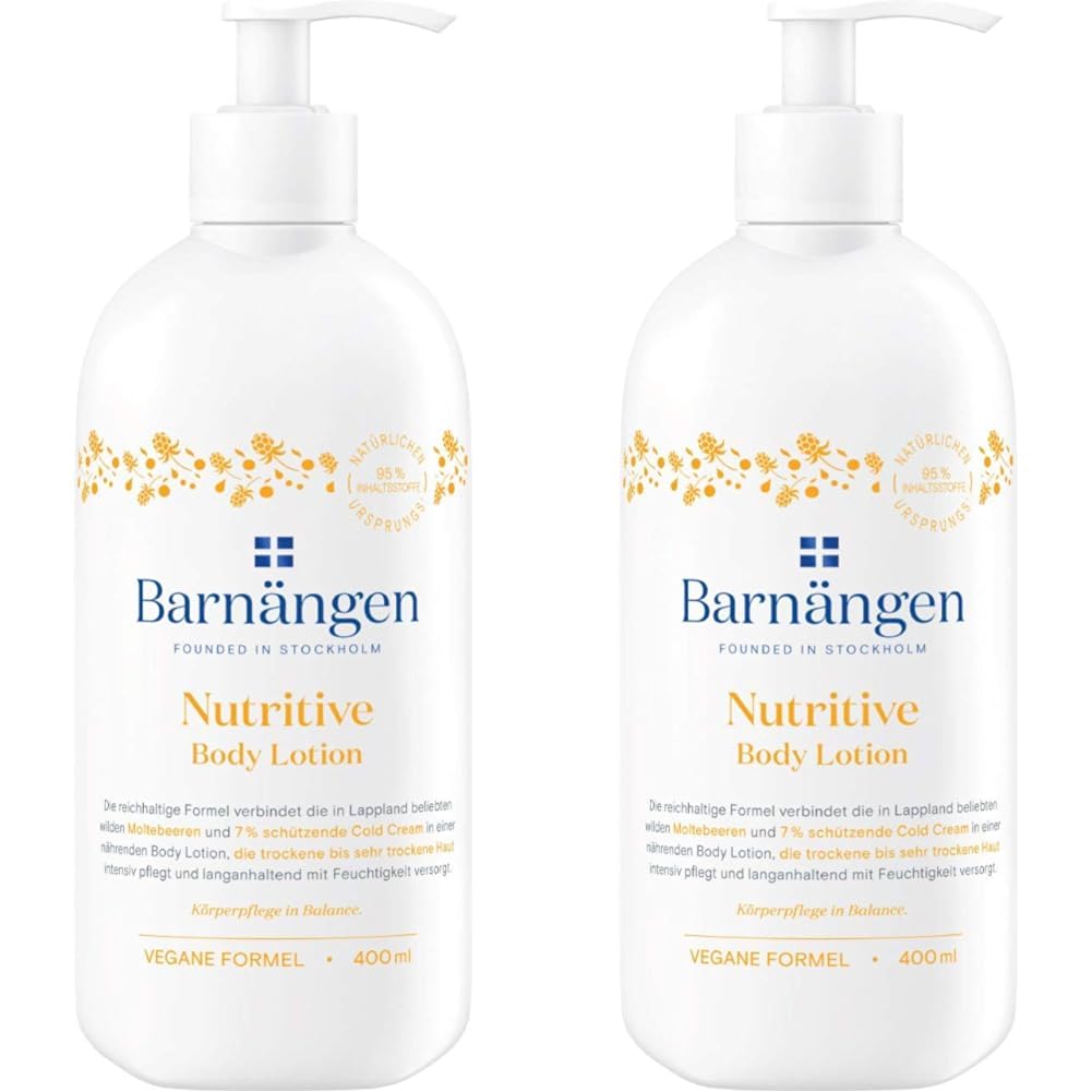 Barnängen Body Lotion Nutritive (400 ml), Skin Cream with Rich Formula for Dry Skin, Body Lotion Provides the Skin with Long-Lasting Moisture (Pack of 2)