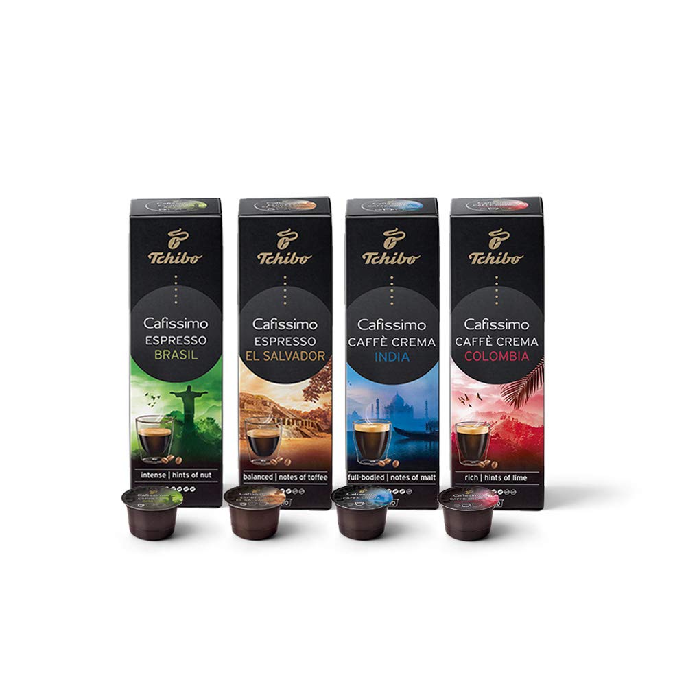 Tchibo Cafissimo tasting set Country coffee different types of caffè Crema and espresso, 40 pieces (4x10 coffee capsules), sustainably & fairly traded