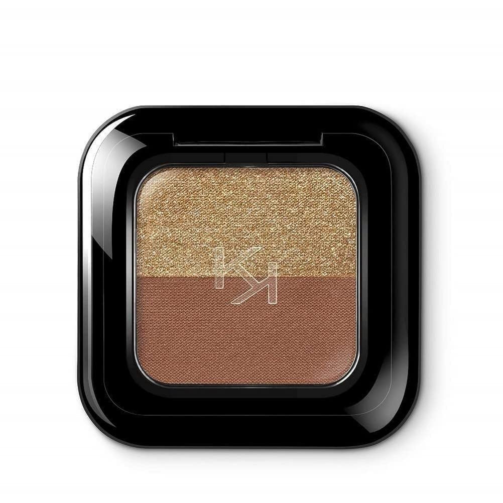 KIKO Milano Bright Duo Eyeshadow 04 | Duo Eyeshadow with Generous and Intense Colour Release, universal ‎04 beige gold warm