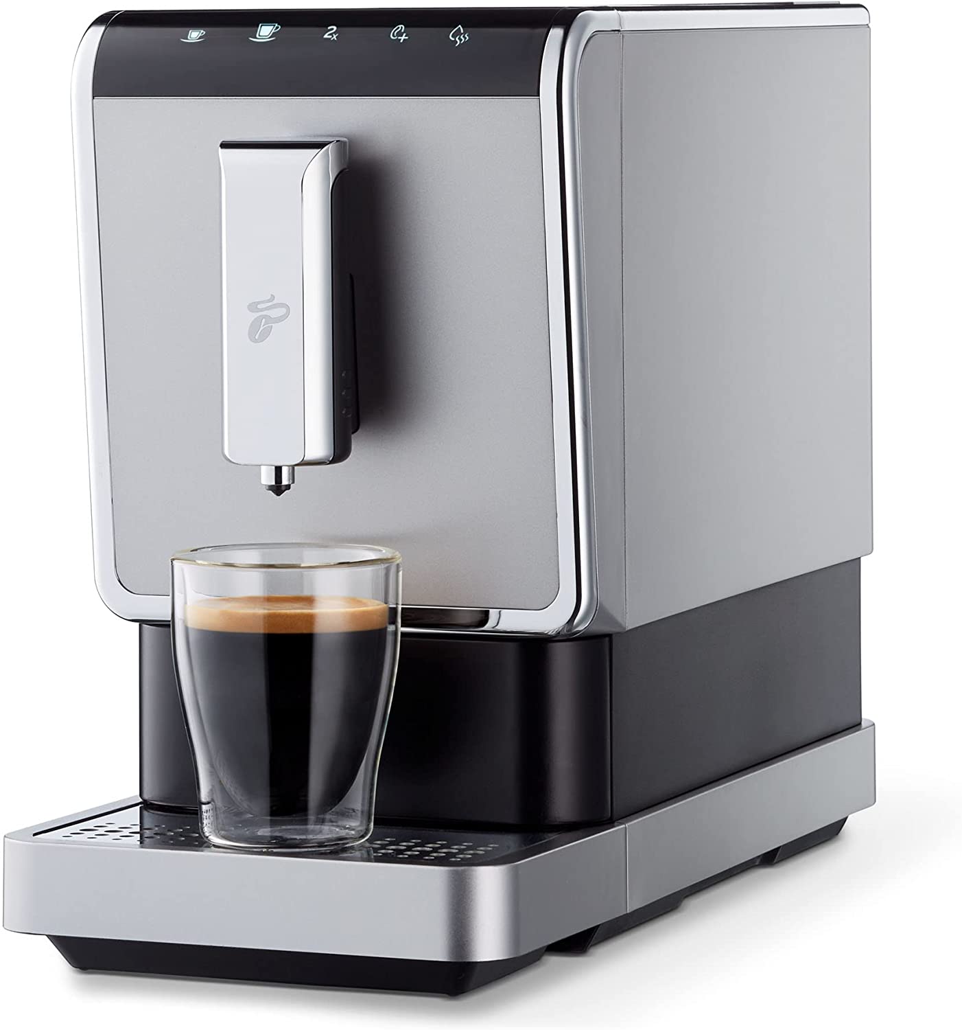 Tchibo Esperto Caffè 1.1 Fully Automatic Coffee Machine (19 bar, 1470 Watt), Stainless Steel Silver (incl. 1 kg Barista Caffè Crema.