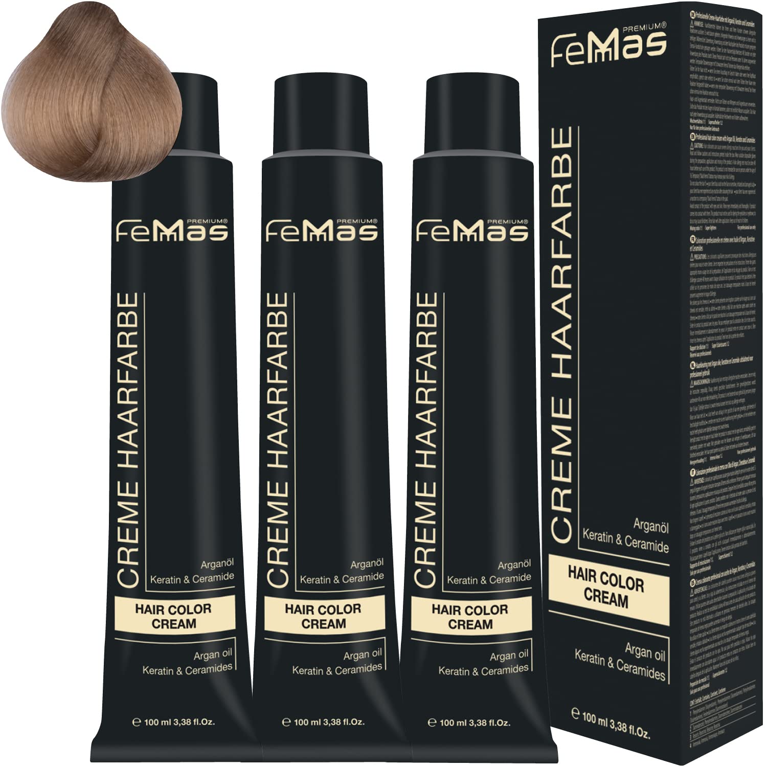 Femmas Hair Colour Cream 100 ml Hair Colour Pack of 3 Light Blonde Intensive 10.0, ‎light