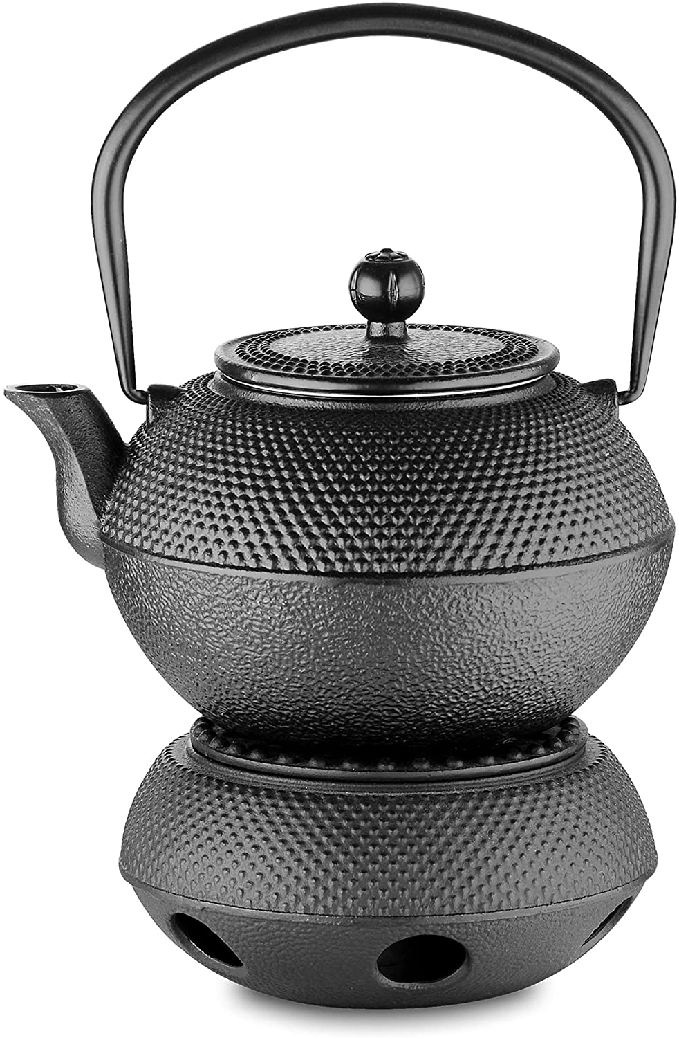 Velaze Cast Iron Teapot, Asian Teapot, Dimpled Texture, Black