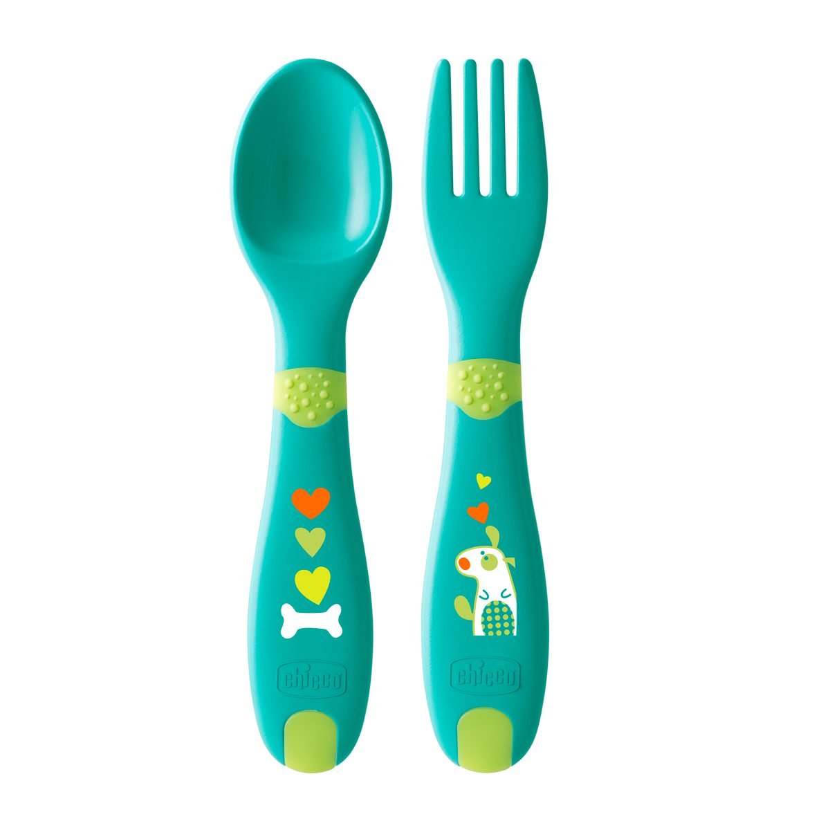 Chicco 0001610130000 First Baby Cutlery, Neutral, 12M+, Green