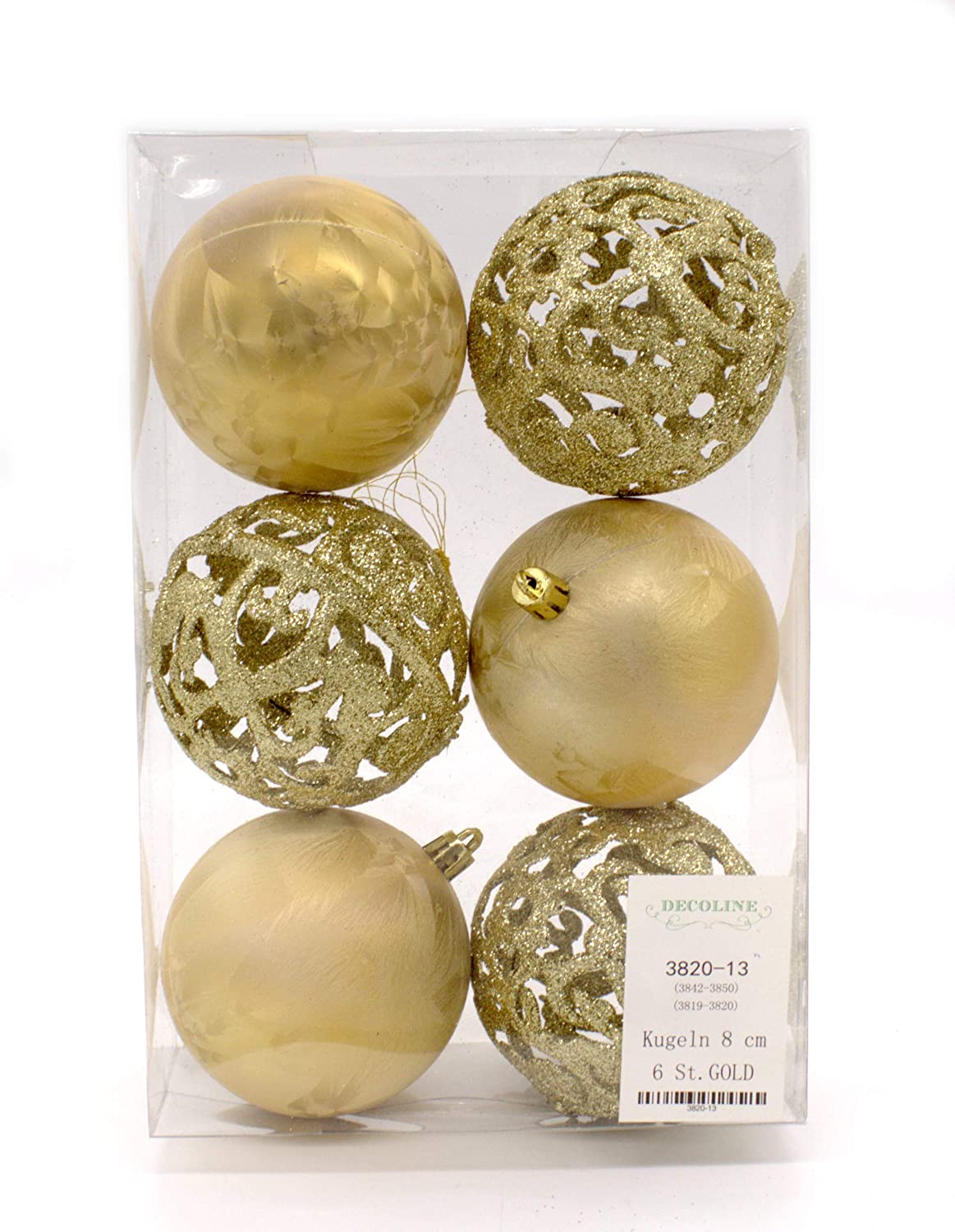 Decoline Ball 8 cm Gold Pack of 6