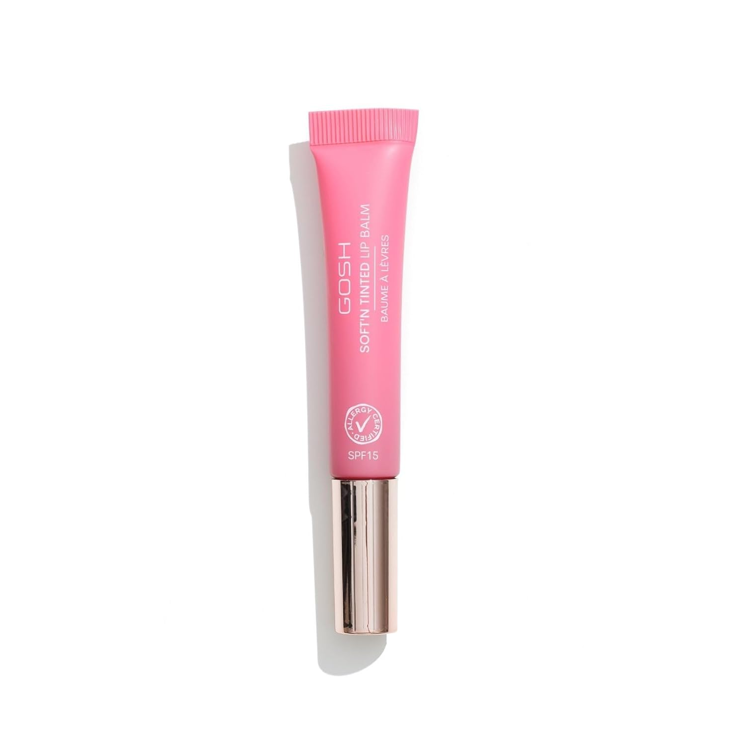 GOSH Tinted Lip Balm with SPF 15 I Vegan Lip Care Pen with Colour in Pink Rose (005) I Smooth Soft Lips without Gluing I Fragrance-Free Glossy Booster I Moisturising Lip Balm