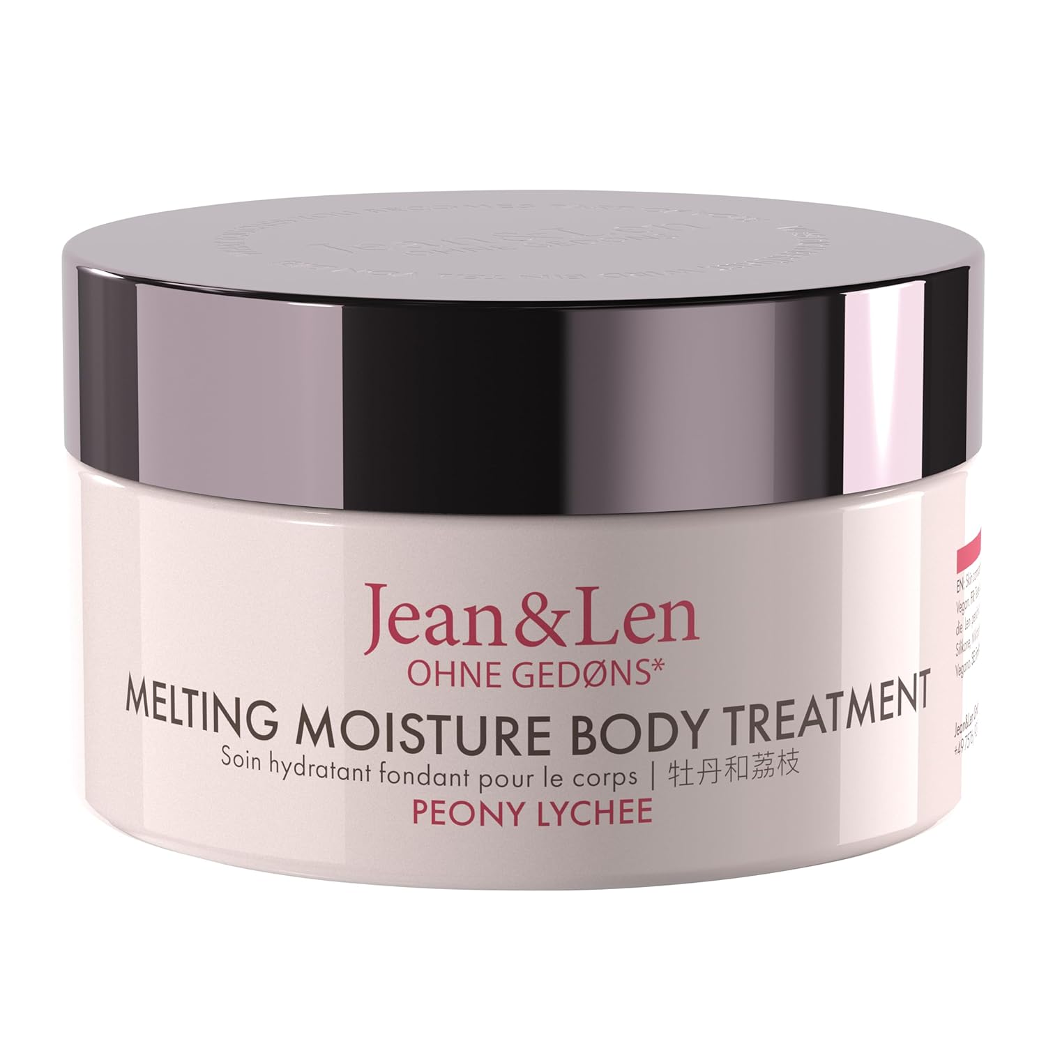 Jean & Len Melting Moisture Body Treatment Peony & Lychee, for a Scented Care Result, For Normal Skin, High-Quality Jar, Nourishing Body Butter, Parabens & Silicones, Vegan, 200 ml