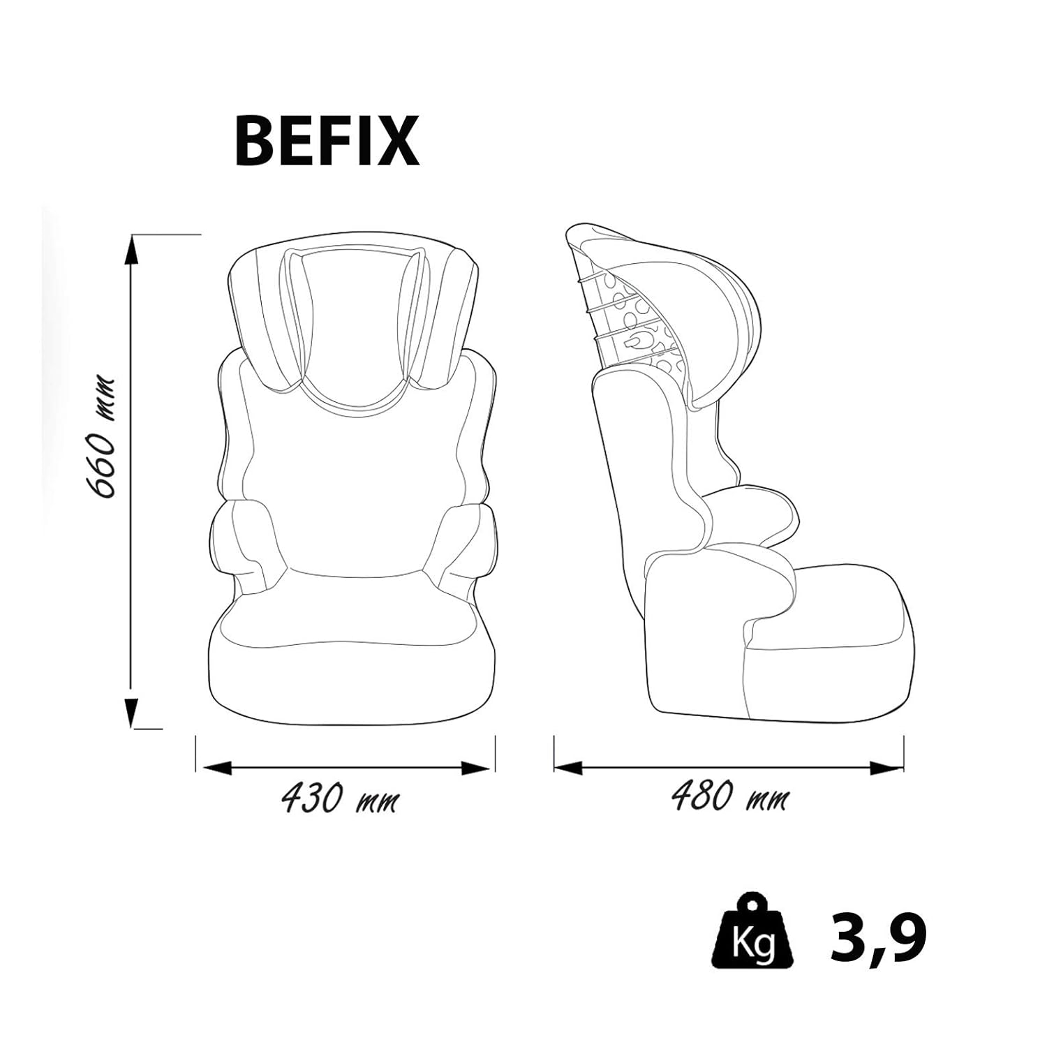 Nania BEFIX Booster Seat Group 2/3 (15 – 36 kg) – 4 Stars ADAC – French Product – Flamingo