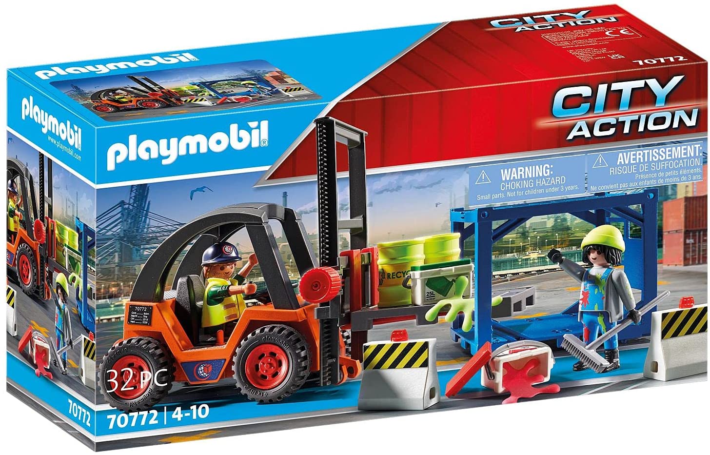 Playmobil City Action 70772 Forklift Truck with Lifting Function, Container