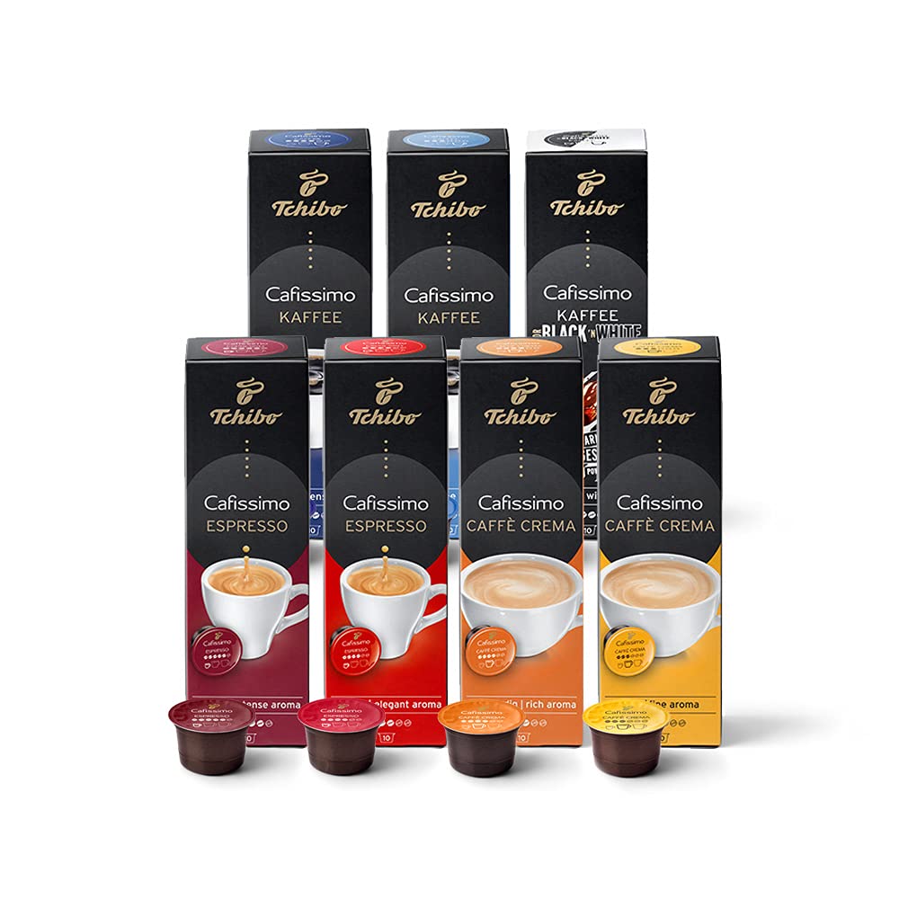 Tchibo Cafissimo tasting set different types of caffè Crema, espresso and coffee, 70 pieces (7x10 coffee capsules), sustainably & fairly traded