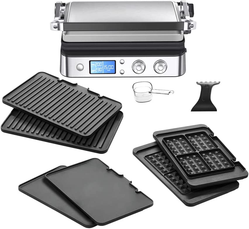 Braun MultiGrill 9 CG 9047 Contact Grill with Grill, Flat and Waffle Plates, Grill Positions: Contact, BBQ, Oven, Dishwasher-Safe Plates, Grease Drip Tray, 230° Maximum Temperature, Boost Function