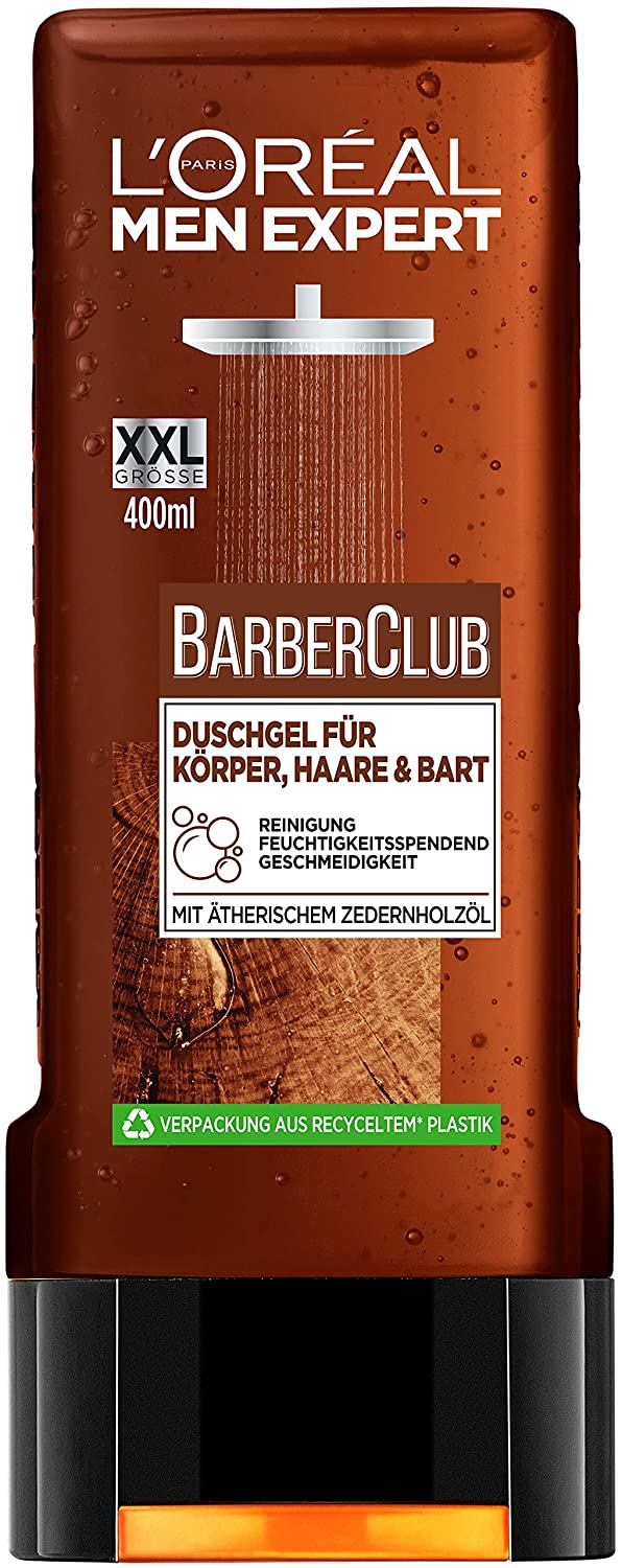 L\'Oréal Men Expert Barber Club Shower Gel XXL for Body, Hair and Beard, 400 ml + Beard Shampoo 400 ml