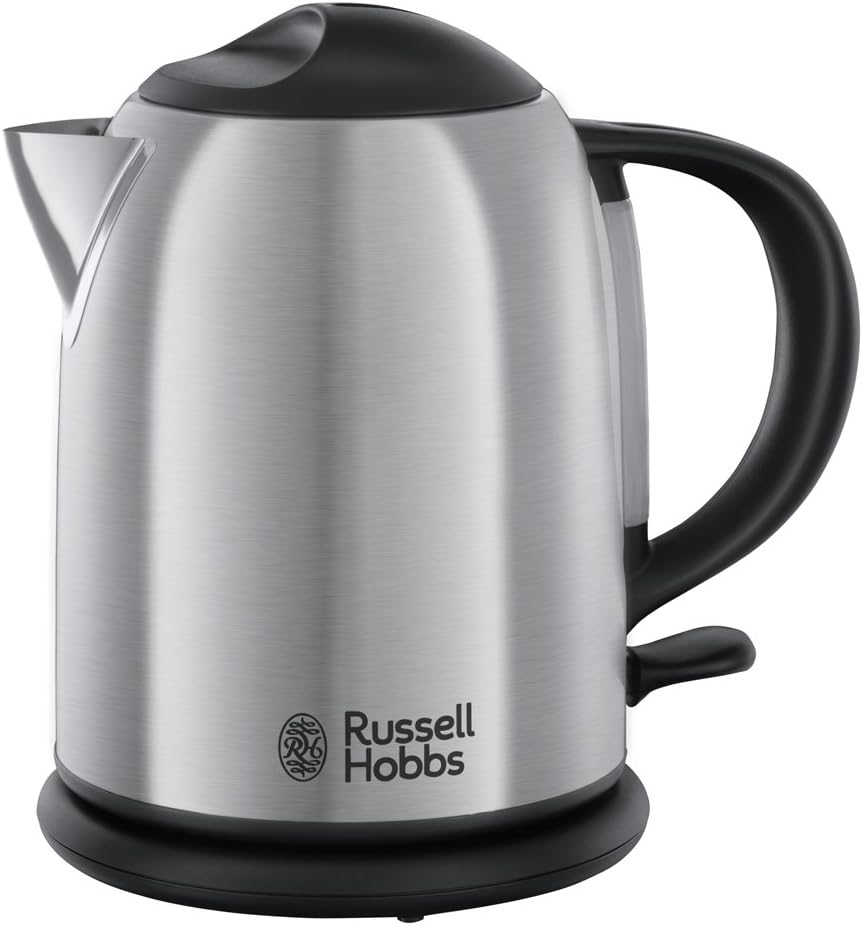 Russell Hobbs Adventure Compact Kettle, 1.0 L, 2200 W, Quick Boil Function, Stainless Steel, Optimised Spout, Water Level Indicator, Capacity Marking, Travel Kettle, Tea Maker 20195-70
