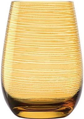 Stölzle Lausitz 352 73 12 Twister Glass Cup Amber/Amber, 465 ml, Made in Germany, Set of 6