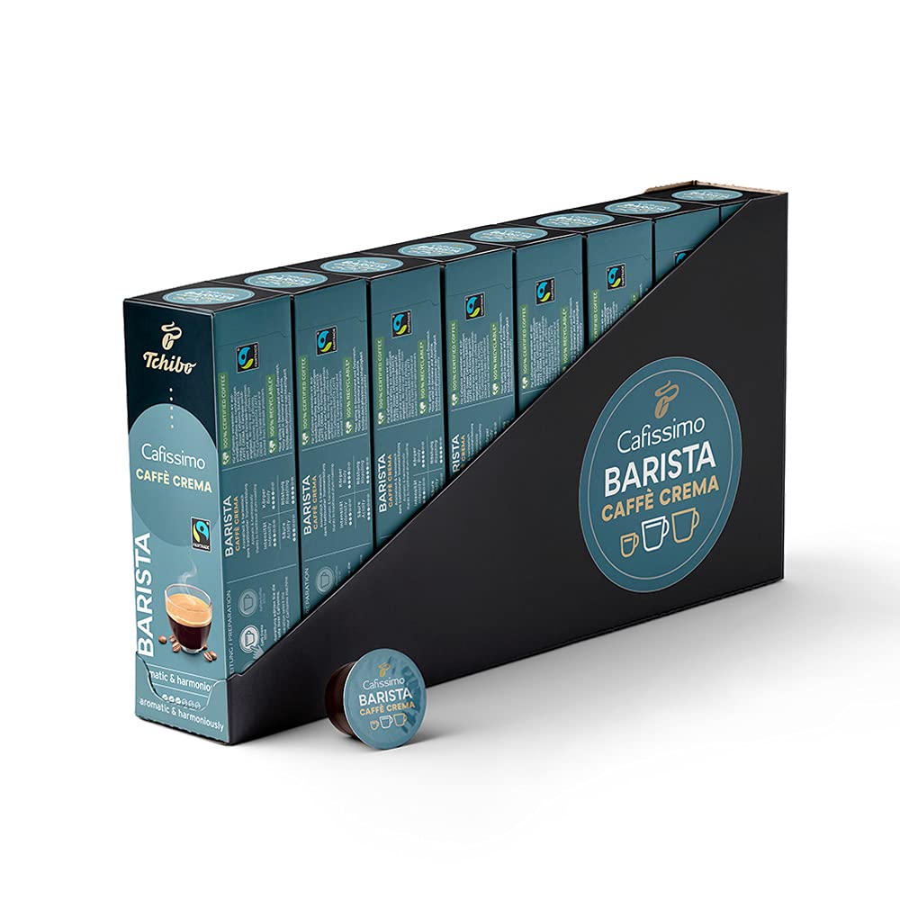 Tchibo Cafissimo Storage Box Caffè Crema Barista Coffee Capsules, 80 Pieces (8 x 10 Capsules), Sustainable & Fair Trade