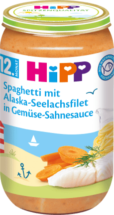 Menu Spaghetti with Alaska pollock fillet in vegetable cream sauce from the 12th month, 250 g