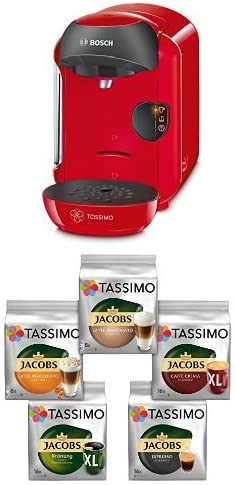 Bosch Tassimo Multi Beverage Machine TAS1251 Vivy (1 Button Operation Range of Compact Size, Drinks, fully automatic), just red